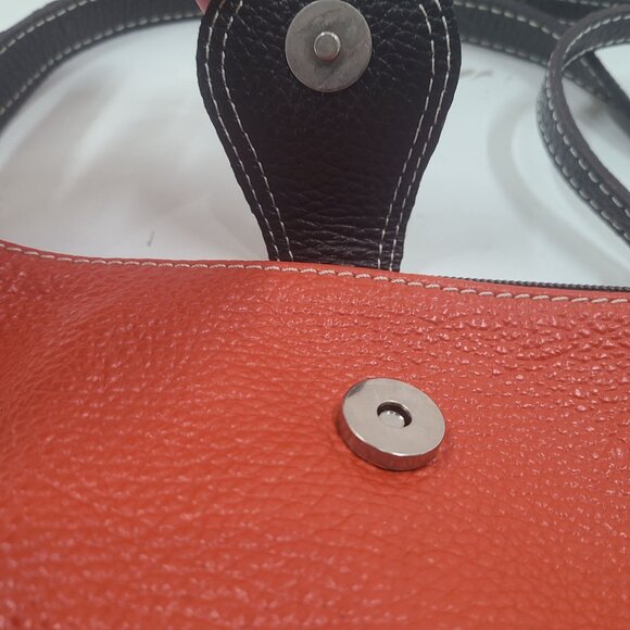 Zagara made in Italy Women's Leather Crossbody Purse Bag Orange One Size Snap Fr - Picture 5 of 11